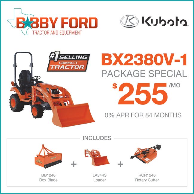 BX2380V-1 Tractor package special Bobby Ford Kubota